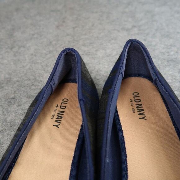 Old Navy Shoes Womens 9 Flats Loafer Slip On Plaid Casual Career Blue Grey Style - Picture 13 of 13